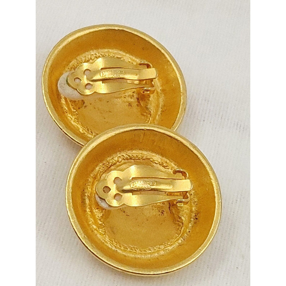 Vintage Ellen Designs Anchor Earrings Canal De Vieux Gold Tone Sailor Chunky - Picture 11 of 13